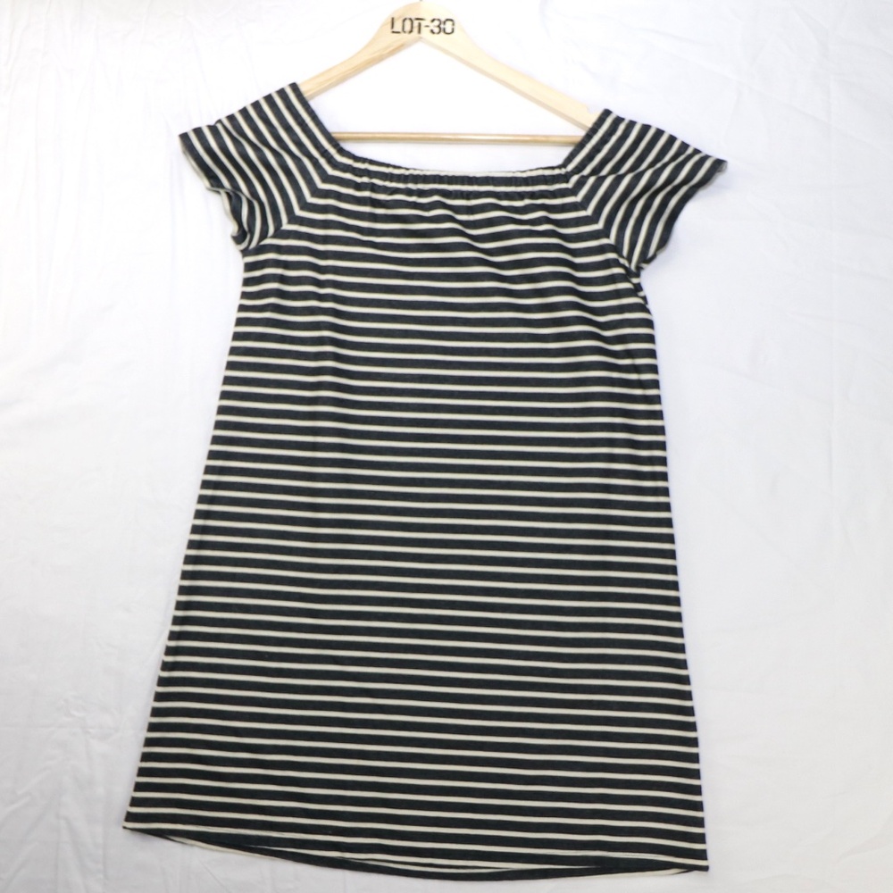 MADEWELL OFF-THE-SHOULDER STRIPED COTTON DRESS